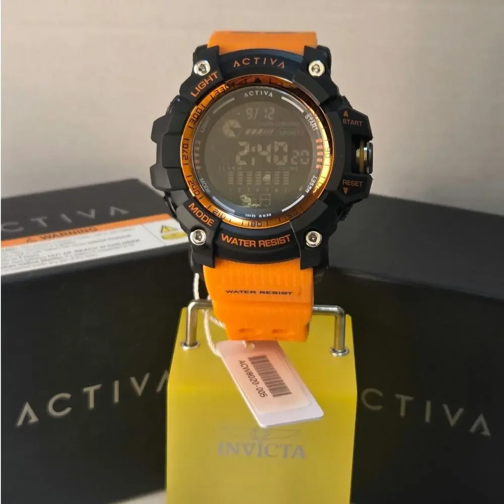 Activa X Invicta ACW8020-005 Mens Digital Sport Watch 56mm Orange Black New
